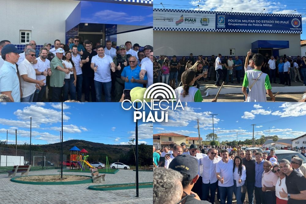 Governador entrega praça, estrada e grupamento da PM no município de Aroazes