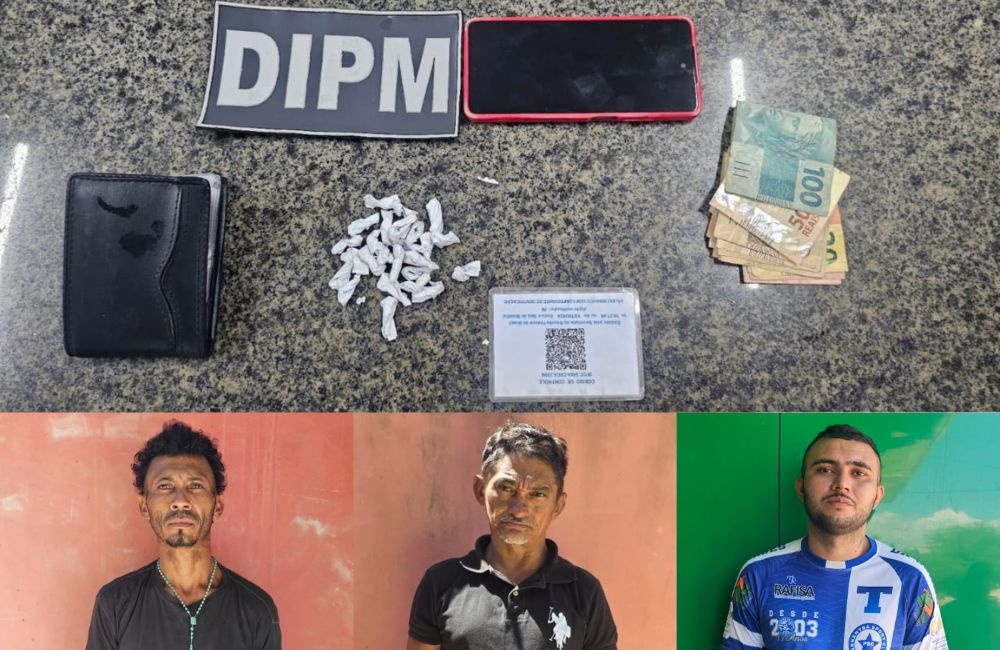 Polícia Militar prende trio por tráfico de drogas e receptação em Parnaíba