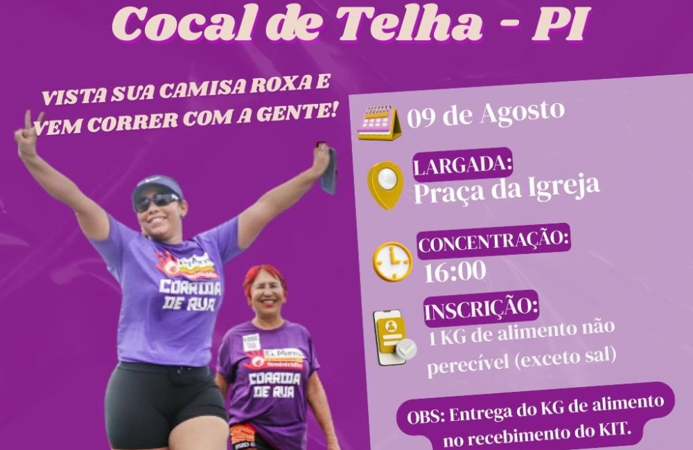 Secretaria das Mulheres apoia Corrida de Rua Contra o Feminicídio de Cocal de Telha
