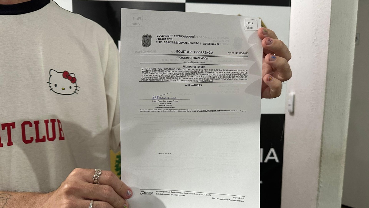 Vítima realizou um Boletim de Ocorrência
