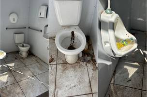 Banheiros da Ponte Estaiada estão sem condições de uso e geram indignação (Foto: Reprodução)