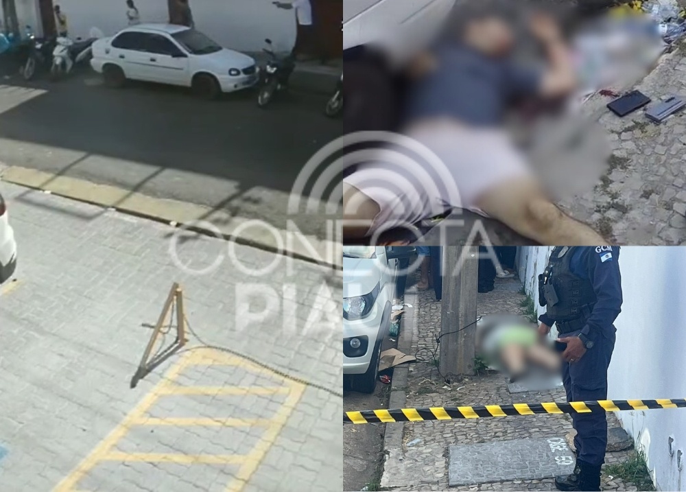 Câmera flagra assassinato de casal em via pública no Centro de Teresina