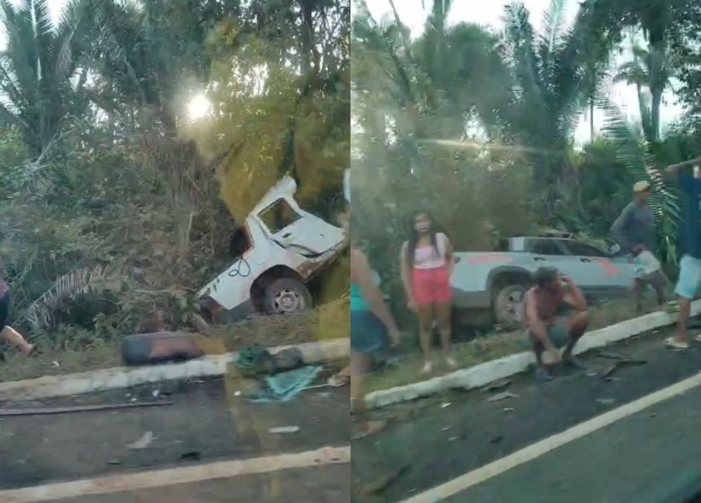 Carro fica partido ao meio após colisão na PI-112, entre Miguel Alves e União