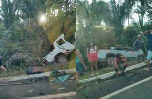 Carro fica partido ao meio após colisão na PI-112, entre Miguel Alves e União (Foto: Reprodução)