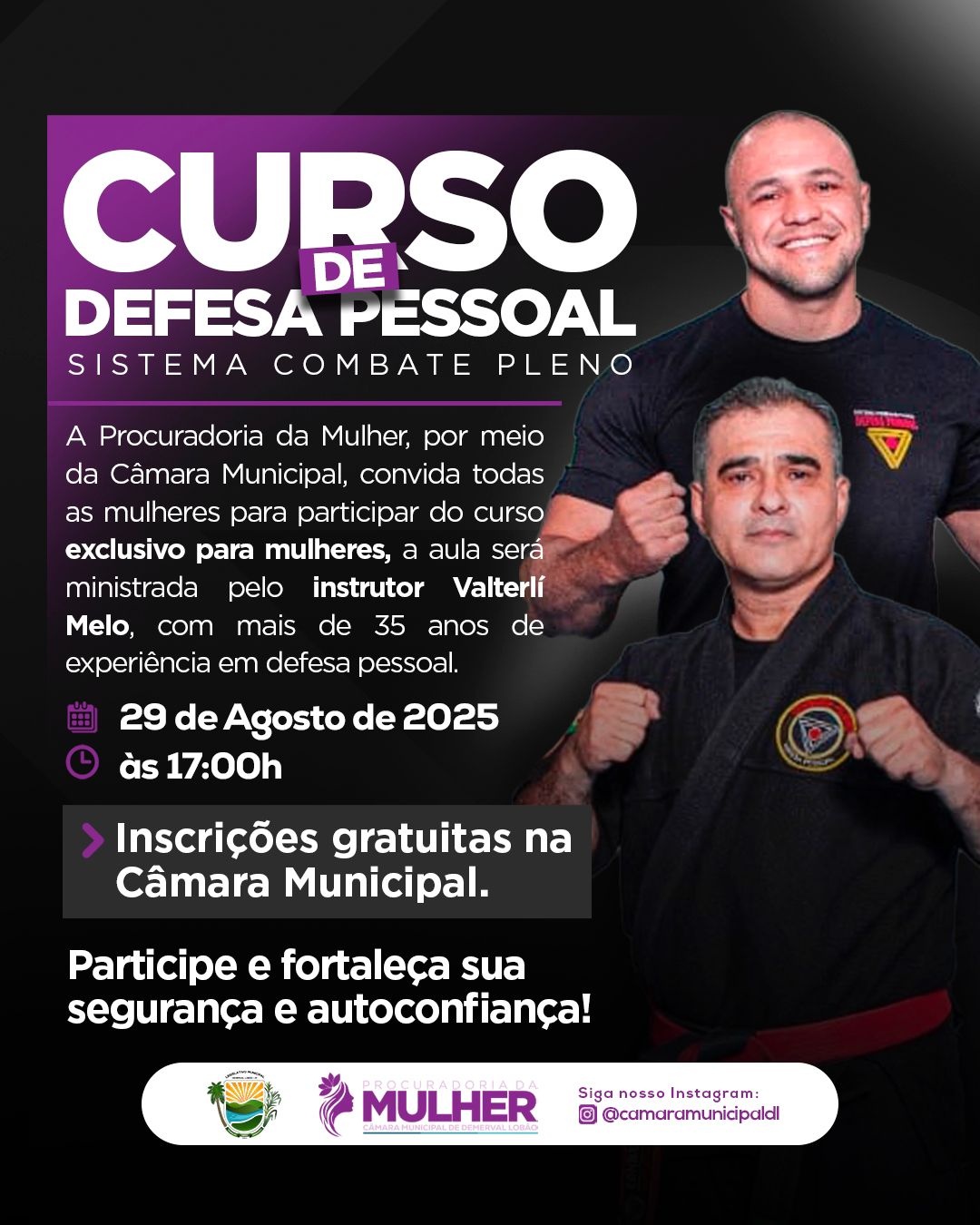Curso gratuito de defesa pessoal para mulheres será realizado em Demerval Lobão