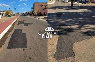 Esperantina realiza recuperação de trechos da Avenida Petrônio Portela (Foto: Reprodução)