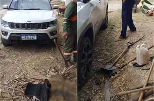 Garis afirmam que médico passou com carro por cima de ferramentas em Teresina (Foto: Reprodução)