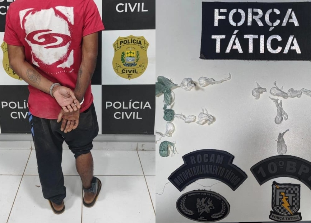 Homem é preso com cocaína durante patrulhamento no bairro Aeroporto, em Uruçuí