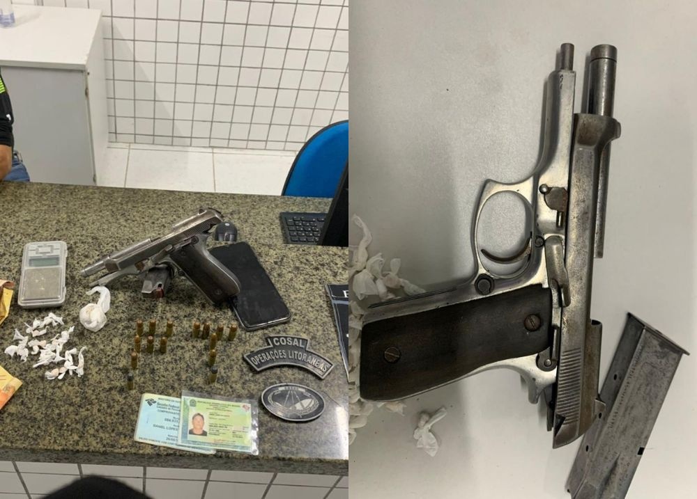 Homem é preso por tráfico de drogas e porte ilegal de arma de fogo em Ilha Grande