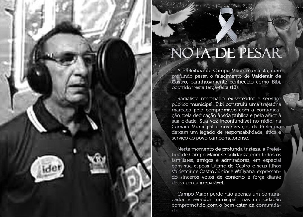 Prefeito de Campo Maior lamenta morte do radialista: 'O teu legado será eterno'