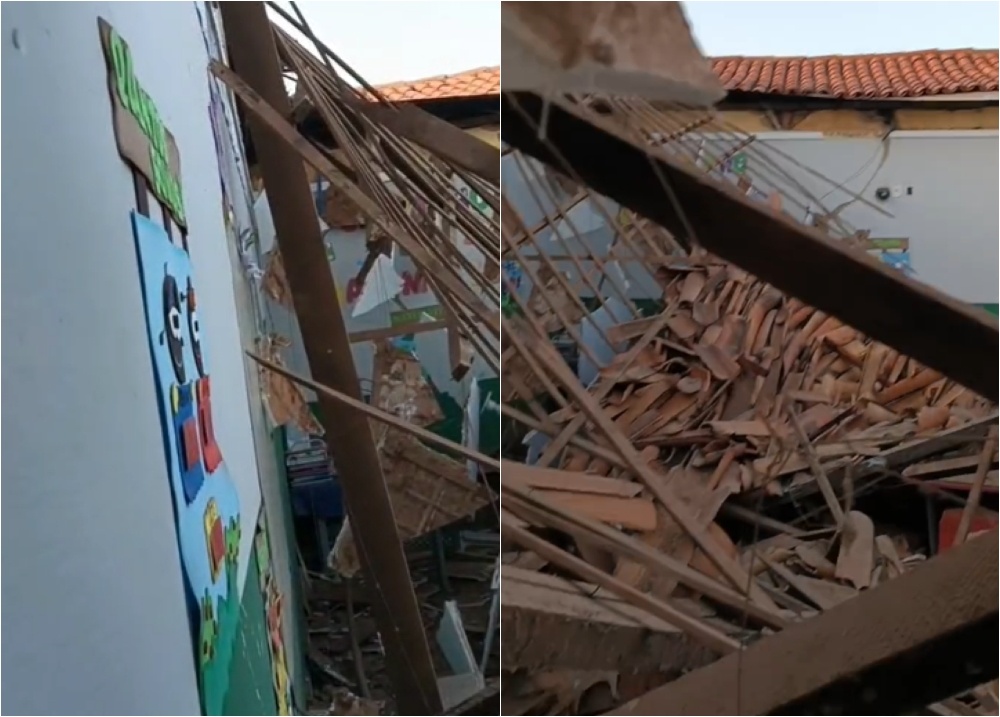 Teto de escola desaba em Piripiri; geólogo vai investigar causas